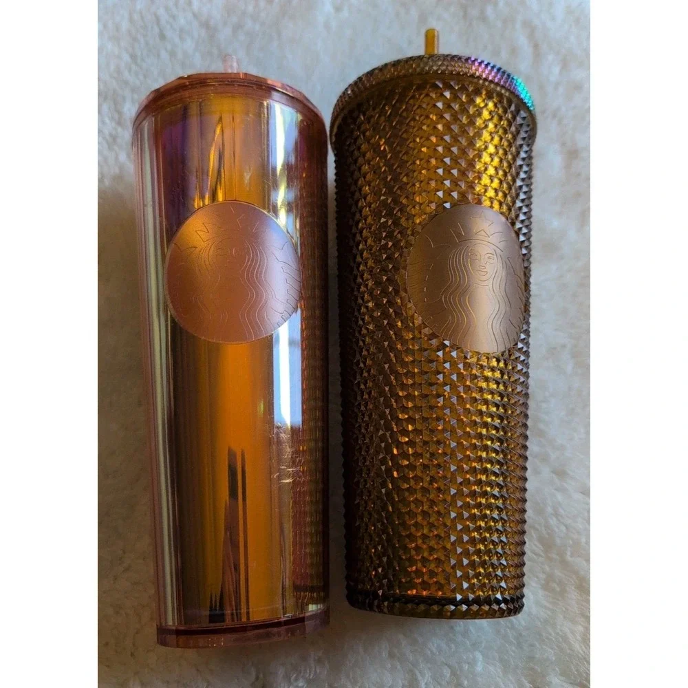 Starbucks Venti 24 Oz Cold Cups Rose Kaleidoscope & 50th Anniversary set‎ of (2)